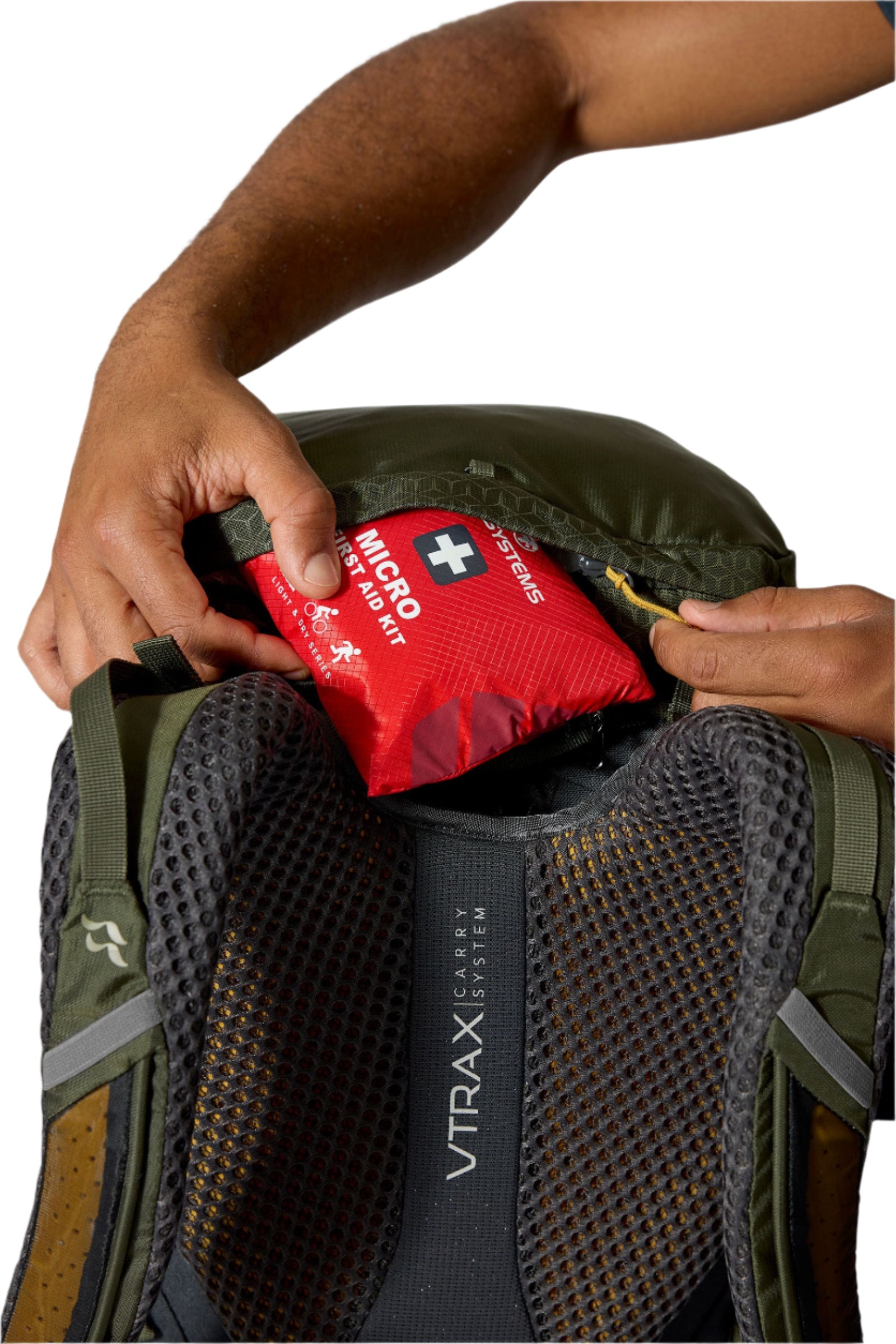 Rab Exion 48L Hiking Pack in Army - Rain Cover Detail