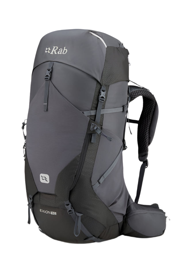 Rab Exion 55L Hiking Pack in Anthracite/Graphene - Front View