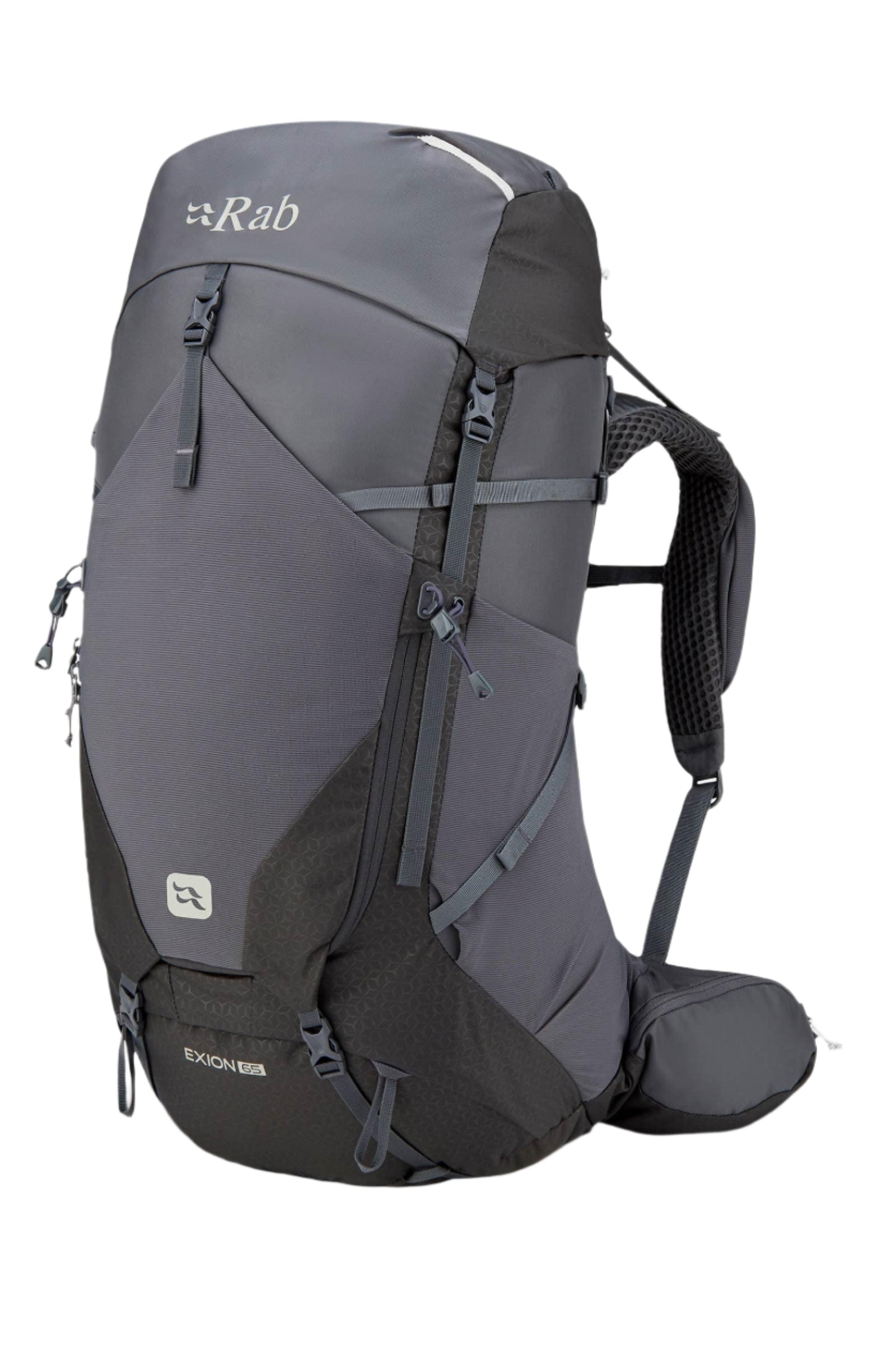 Rab Exion 65L Hiking Pack in Anthracite/Graphene - Front View