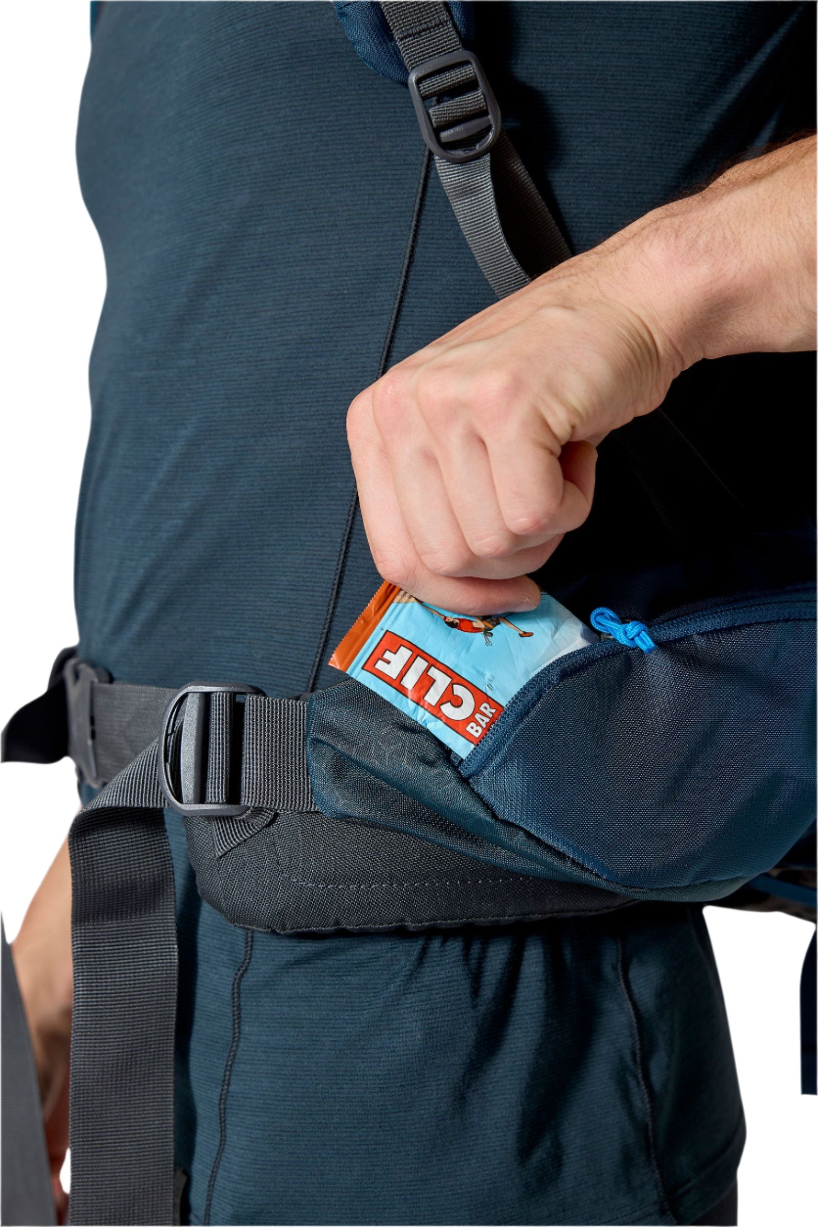 Rab Exion 65L Hiking Pack in Tempest Blue - Hipbelt Pocket
