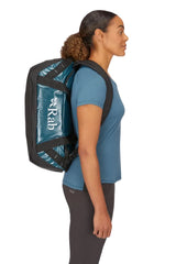 Rab Expedition II 30L Kitbag in Blue - Model Wearing as Backpack Side View