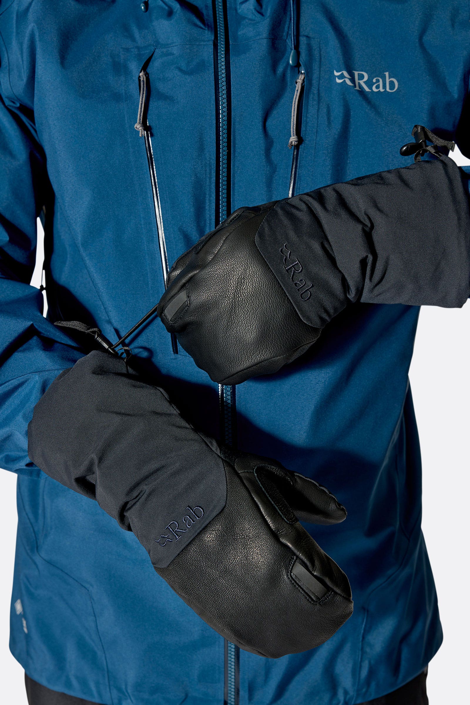 Rab Guide GORE-TEX Mitts in Black - worn