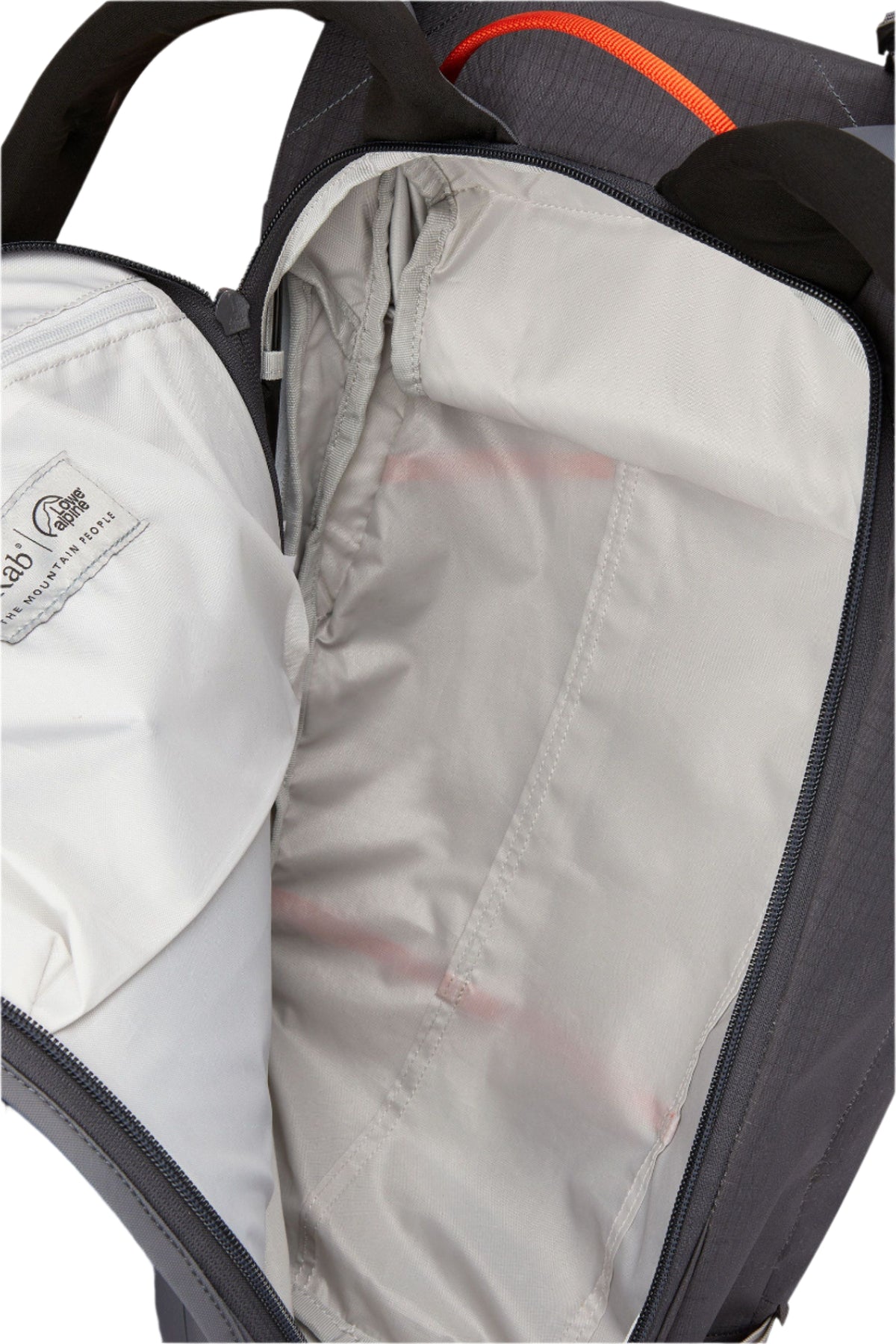 Rab Khroma 22L Ski Pack in Pewter - Back Panel Zip Entry
