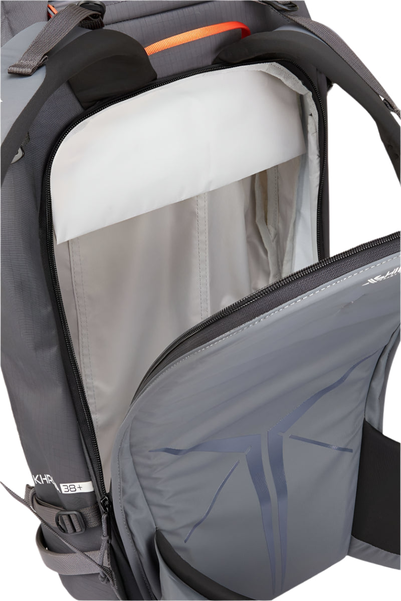Rab Khroma 38L Ski Pack in Pewter - Back Panel Zip Entry