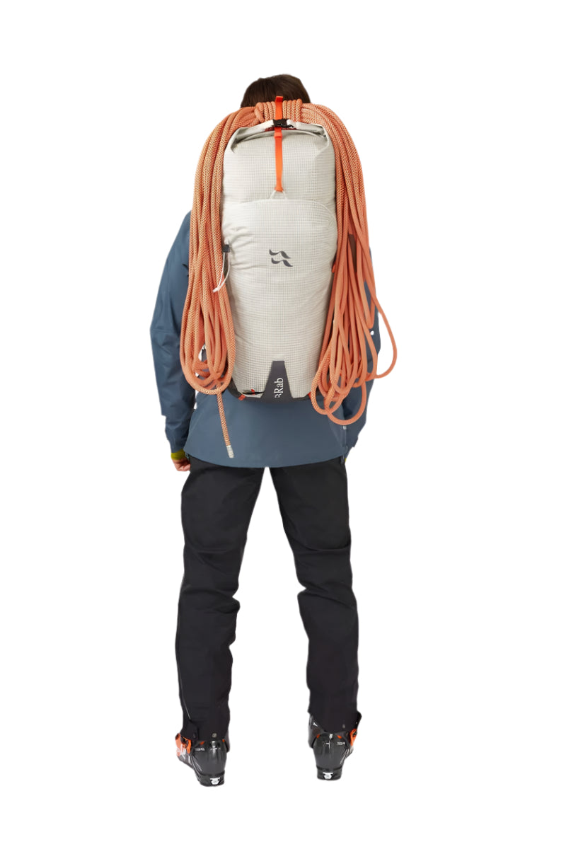 Rab Khroma 38L Ski Pack in Pewter - On Model Side View