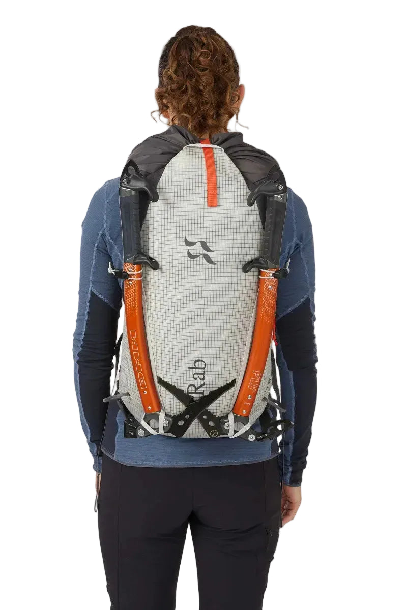 Rab Latok 20L Mountain Pack in Pewter/Graphene - On Model Side View
