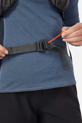 Rab Latok 20L Mountain Pack in Pewter/Graphene - On Model Sternum Strap Detail