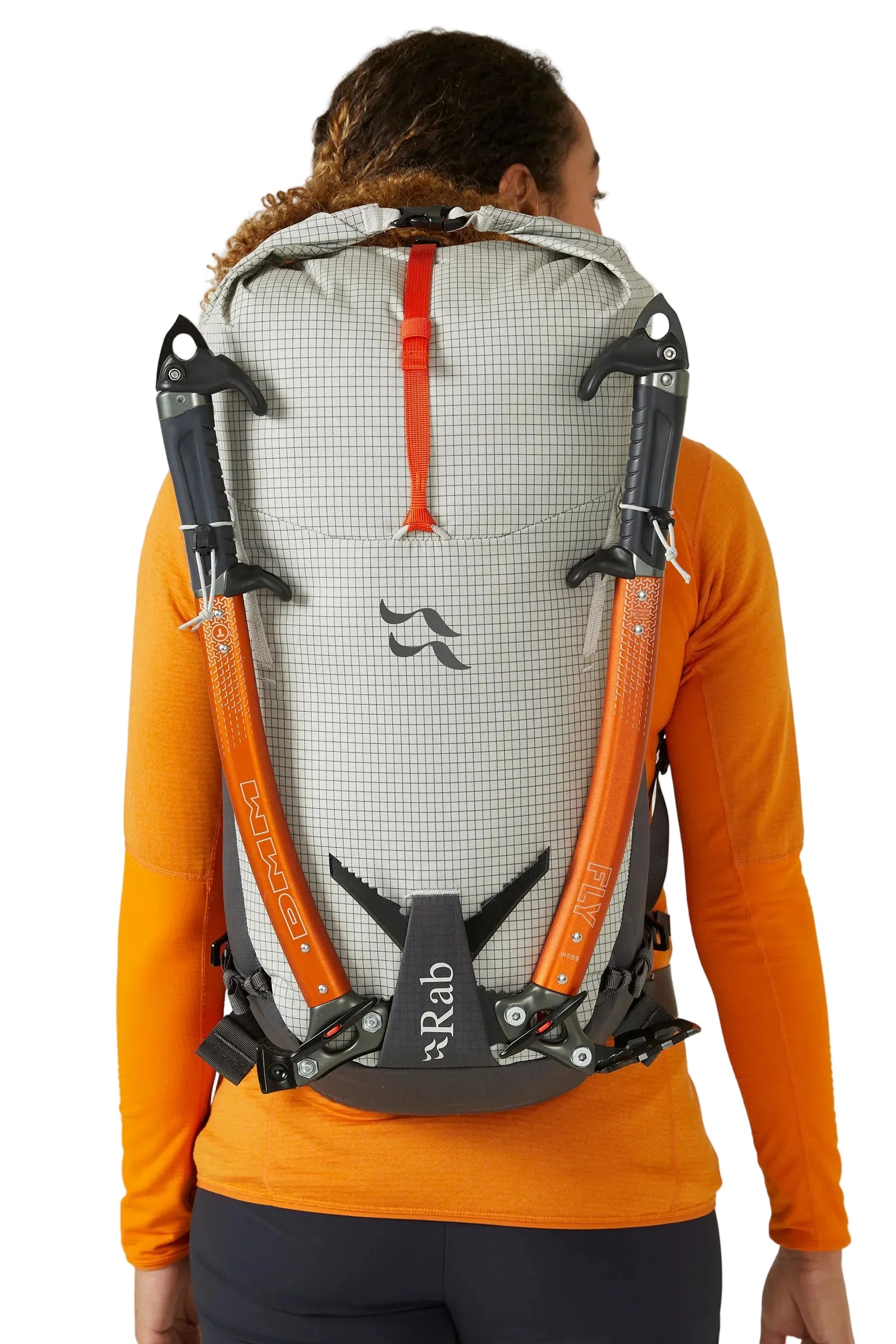 Rab Latok 28L Mountain Pack in Pewter - Model Back View Showing Harness