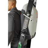 Rab Latok 38L Mountain Pack in Pewter - Model Side View Gear Attachment Detail