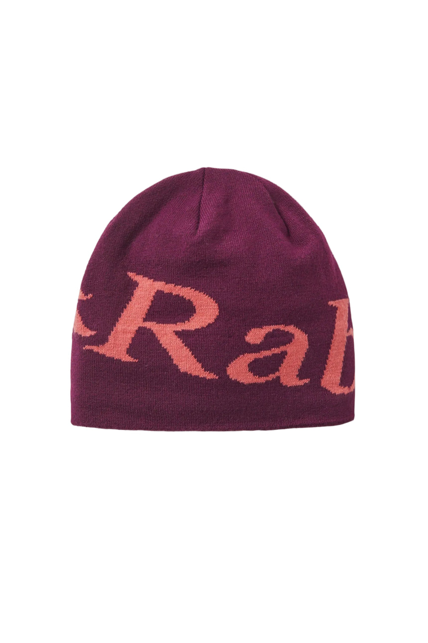 Rab Logo Beanie in Mulberry/Hibiscus - front