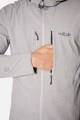 Rab Men's Ascendor Pro Hoody in Black - chest pocket detail, worn