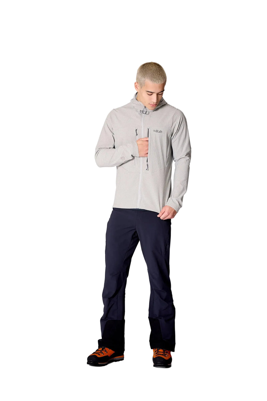 Rab Men's Ascendor Pro Hoody in Black - front, zip detail, worn