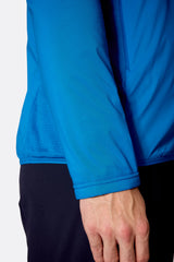 Rab Men's Ascendor Summit Hoody in Black - sleeve detail, worn