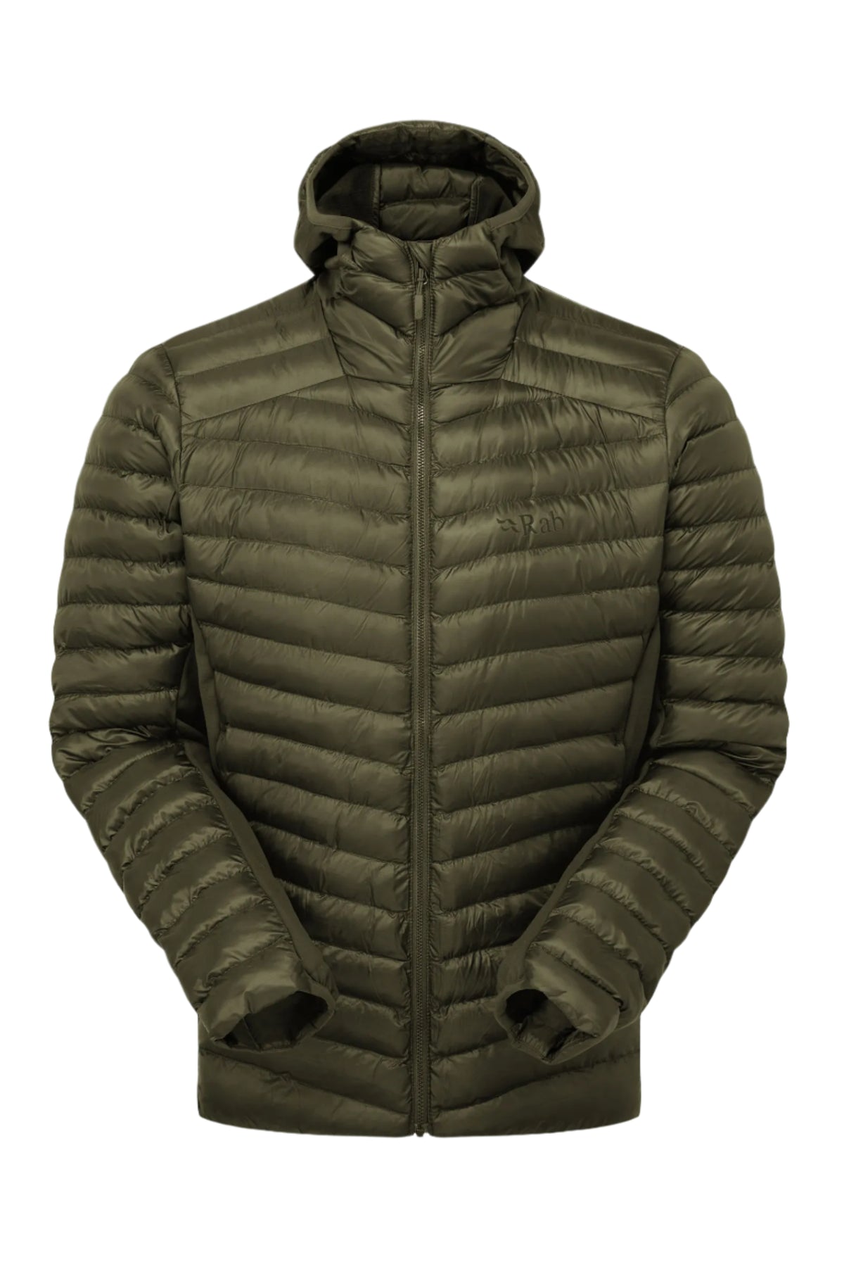 Rab Men's Cirrus Flex Insulated Hooded Jacket in Olive - front