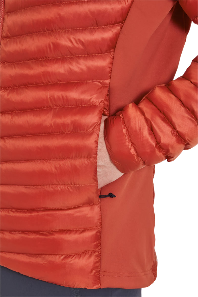 Rab Men's Cirrus Flex Insulated Hooded Jacket in Tuscan Red - hand pocket detail