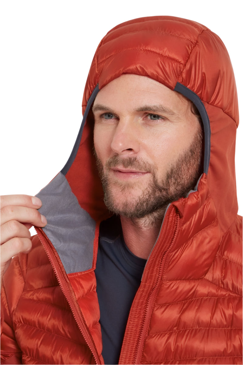 Rab Men's Cirrus Flex Insulated Hooded Jacket in Tuscan Red - hood detail