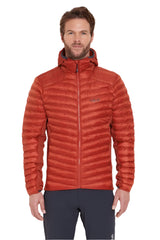 Rab Men's Cirrus Flex Insulated Hooded Jacket in Tuscan Red - worn