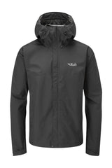 Rab Men's Downpour Eco Waterproof Jacket in Black - front