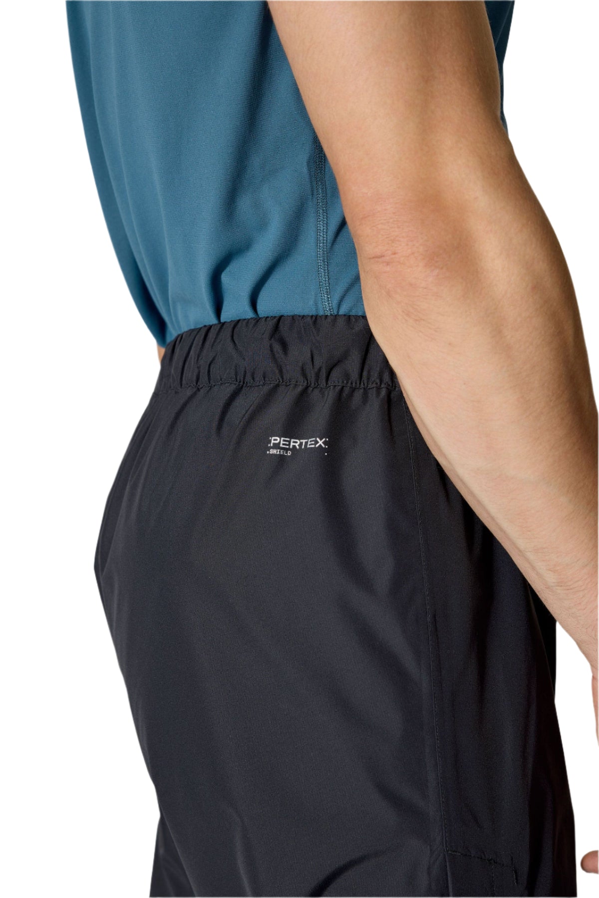 Rab Men's Downpour Waterproof Pants in Black - worn, front