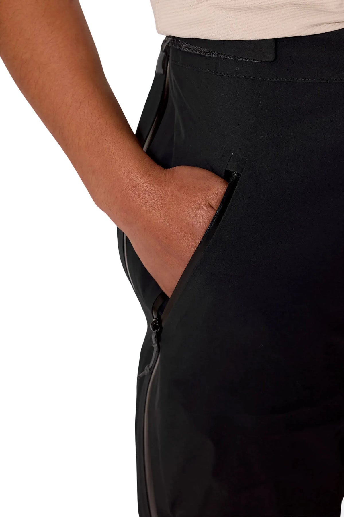 Rab Men's Firewall Guide Waterproof Pants in Black - side pocket detail on model