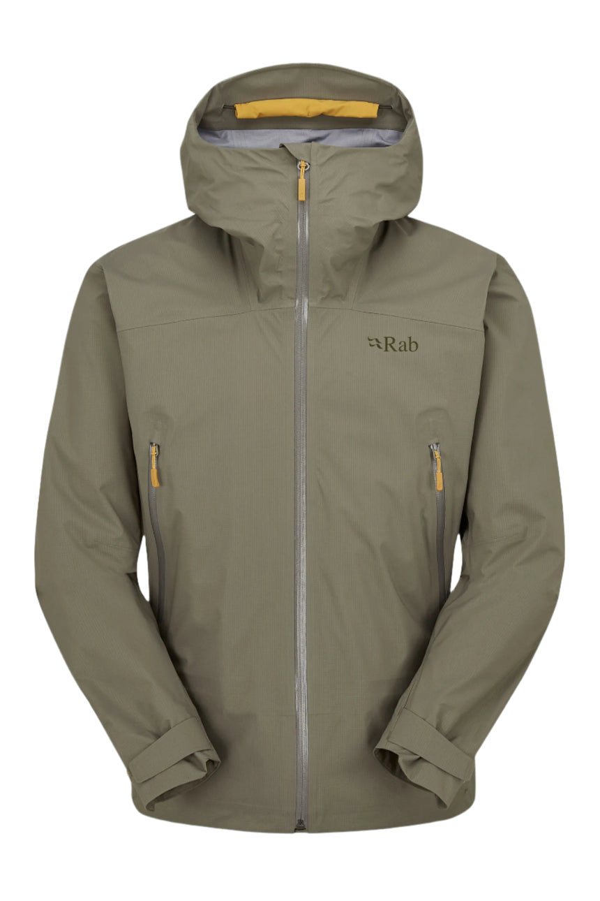 Rab Men's Firewall Light Waterproof Jacket in Light Khaki - front