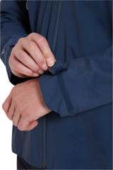 Rab Men's Firewall Light Waterproof Jacket in Tempest Blue - cuff detail, worn (reference only, not a stocked colour)