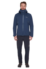 Rab Men's Firewall Light Waterproof Jacket in Tempest Blue - worn, front (reference only, not a stocked colour)
