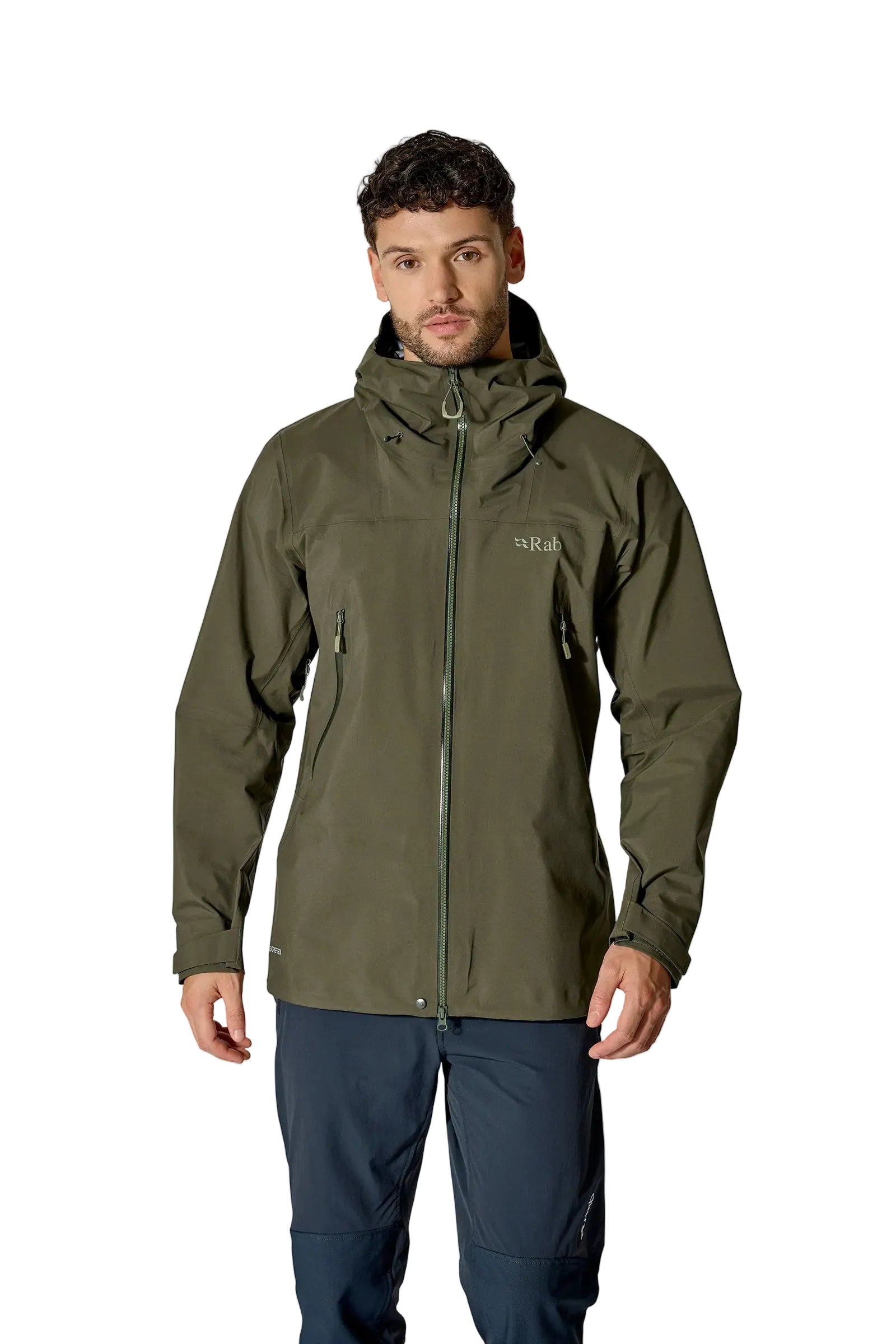 Rab Men's Kangri GORE-TEX Jacket in Army - Front Worn