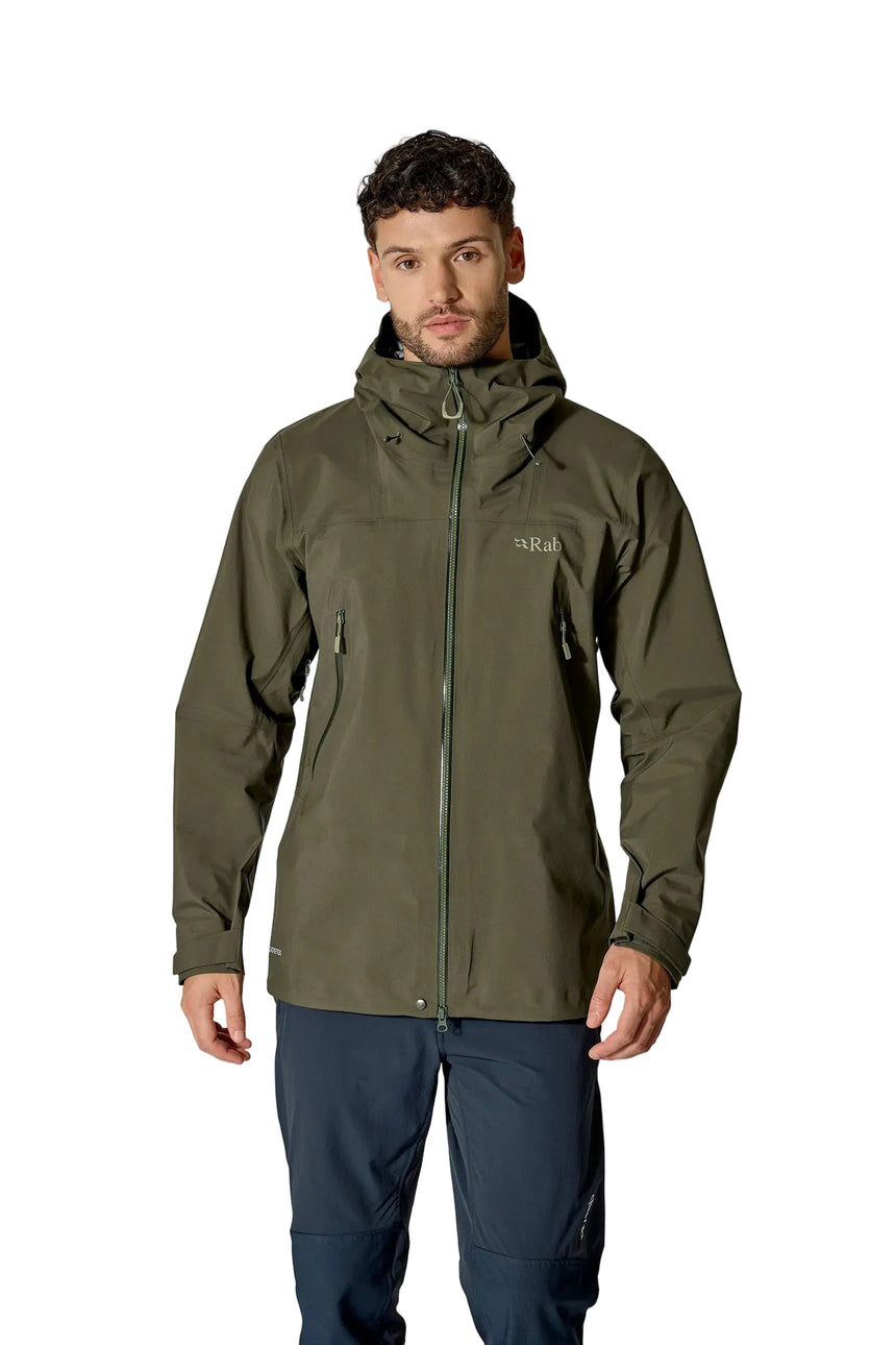 Rab Men's Kangri GORE-TEX Jacket in Army - Front Worn