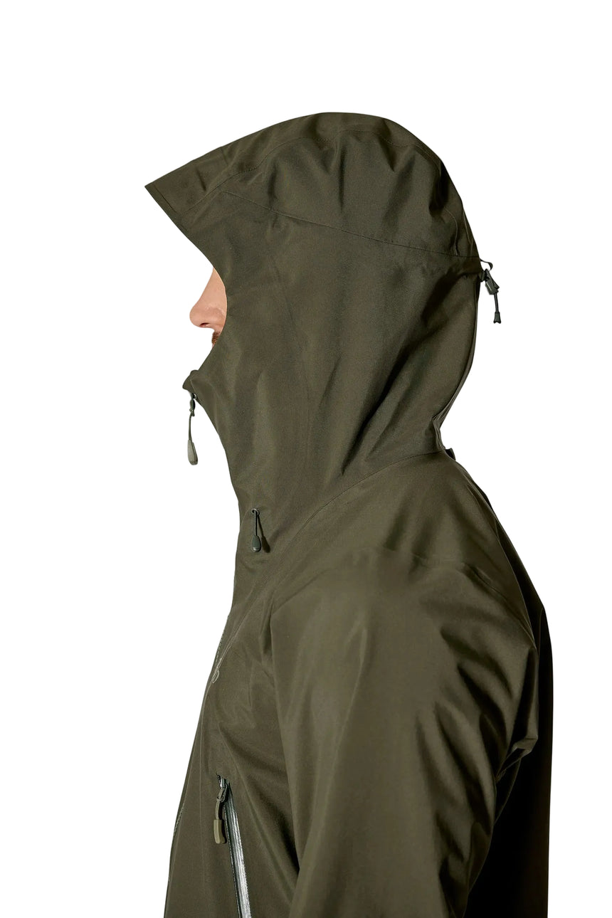 Rab Men's Kangri GORE-TEX Jacket in Army - Hood Side Detail