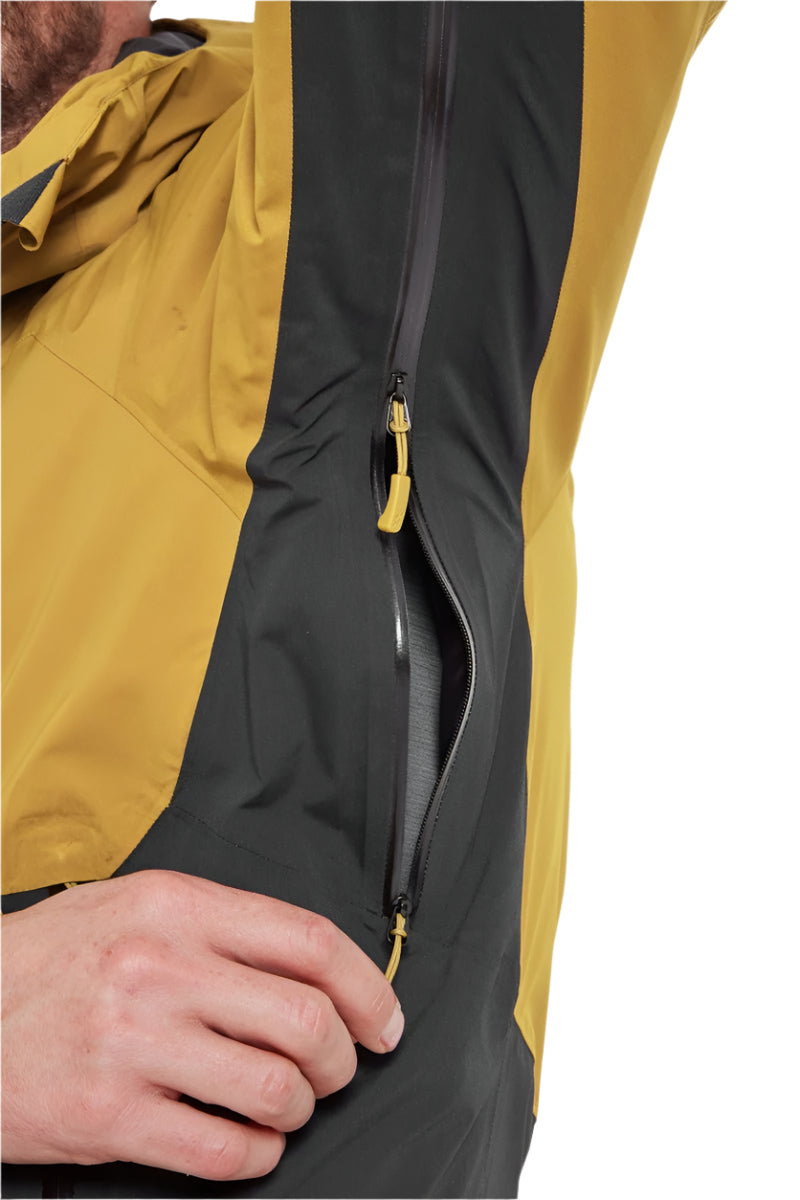 Rab Men's Khroma Diffract Insulated Ski Jacket in Footprint/Black - chin guard detail