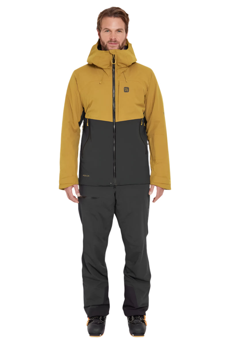 Rab Men's Khroma Diffract Insulated Ski Jacket in Footprint/Black - front, worn
