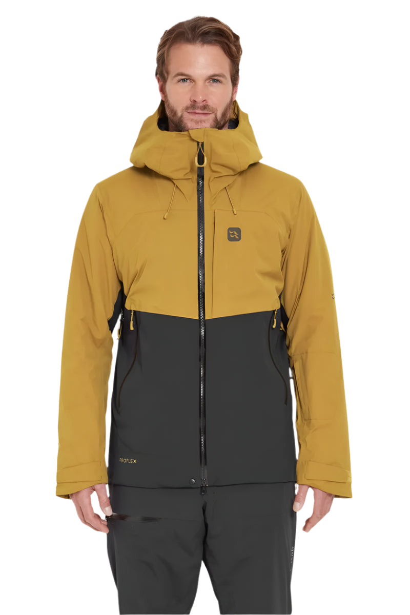 Rab Men's Khroma Diffract Insulated Ski Jacket in Footprint/Black - front, worn