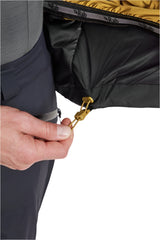 Rab Men's Khroma Diffract Insulated Ski Jacket in Footprint/Black - powder skirt detail