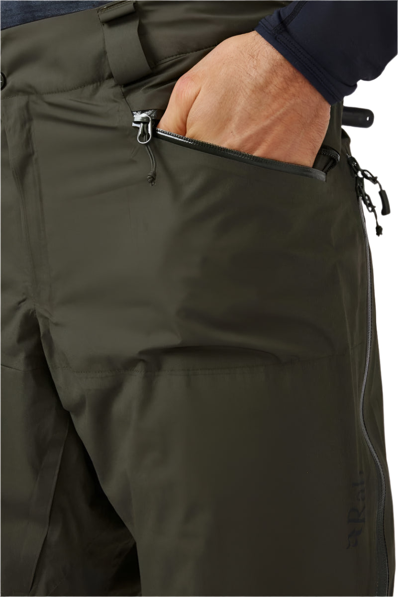 Rab Men's Khroma Diffract Insulated Ski Pants in Army - hand pocket detail
