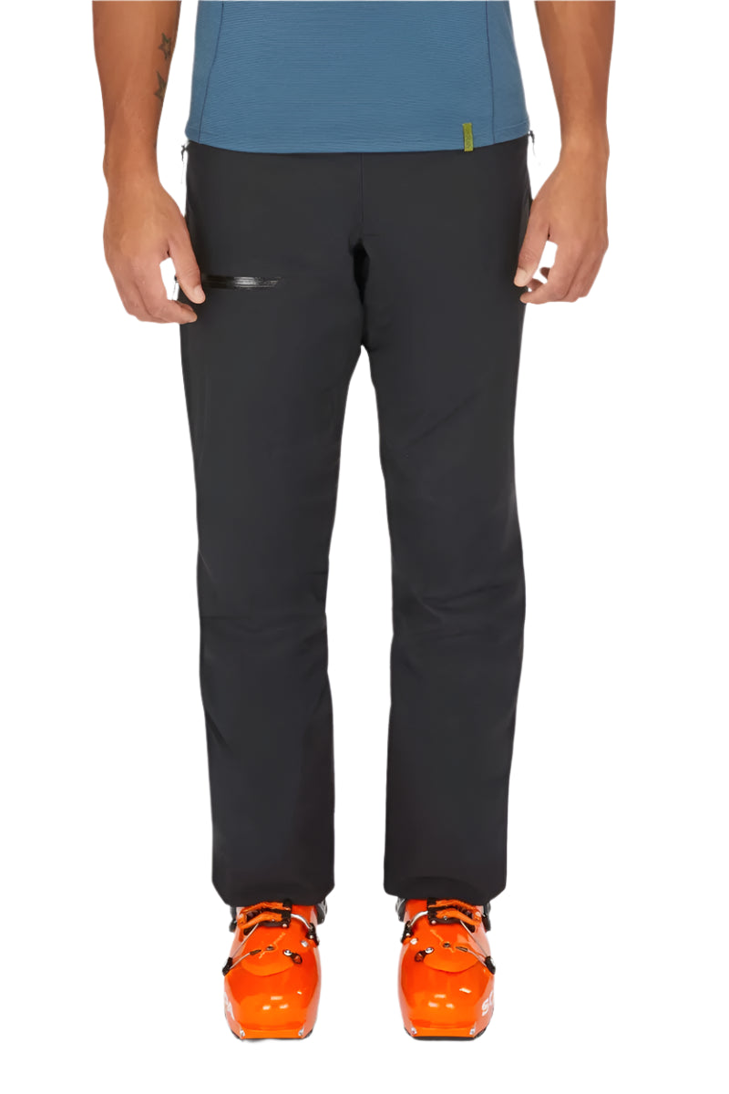 Rab Men's Khroma Diffract Insulated Ski Pants in Black - front, worn