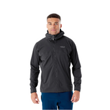 Rab Men's Kinetic 2.0 Waterproof Jacket in Beluga - worn, front
