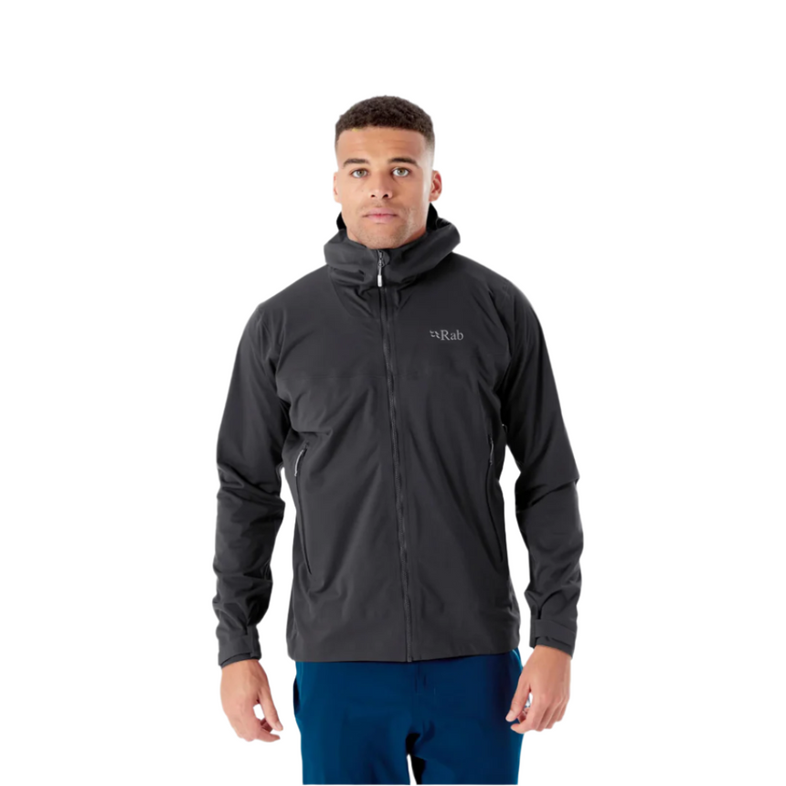 Rab Men's Kinetic 2.0 Waterproof Jacket in Beluga - worn, front