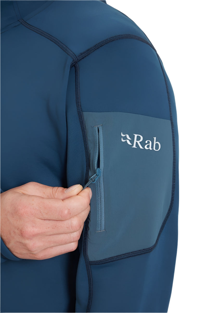 Rab Men's Modulus Hoody in Tempest Blue - chest pocket detail