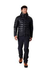 Rab Men's Mythic Alpine Down Jacket in Black - worn, front, full body, walking
