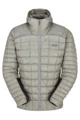 Rab Men's Mythic Alpine Light Down Jacket in Light Zinc - flat lay, front
