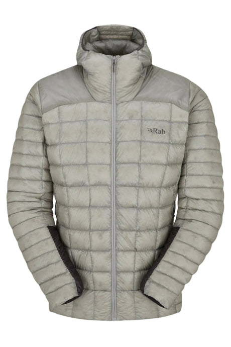 Rab Men's Mythic Alpine Light Down Jacket in Light Zinc - flat lay, front