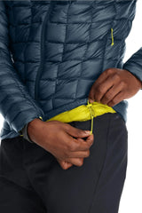 Rab Men's Mythic Alpine Light Down Jacket in Orion Blue (styling reference) - detail, hand pocket