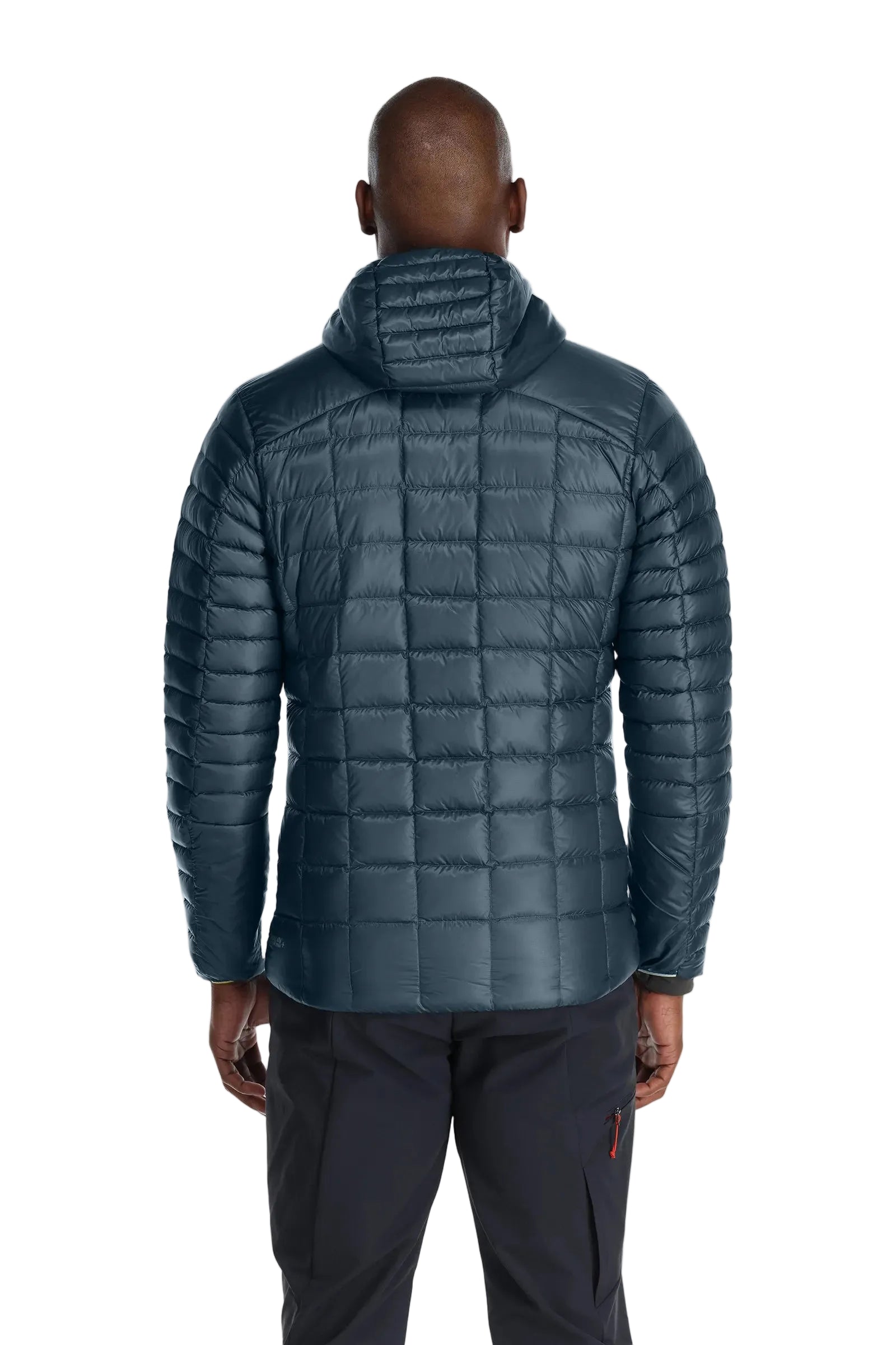 Rab Men's Mythic Alpine Light Down Jacket in Orion Blue (styling reference) - worn, back