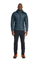 Rab Men's Mythic Alpine Light Down Jacket in Orion Blue (styling reference) - worn, front, full body