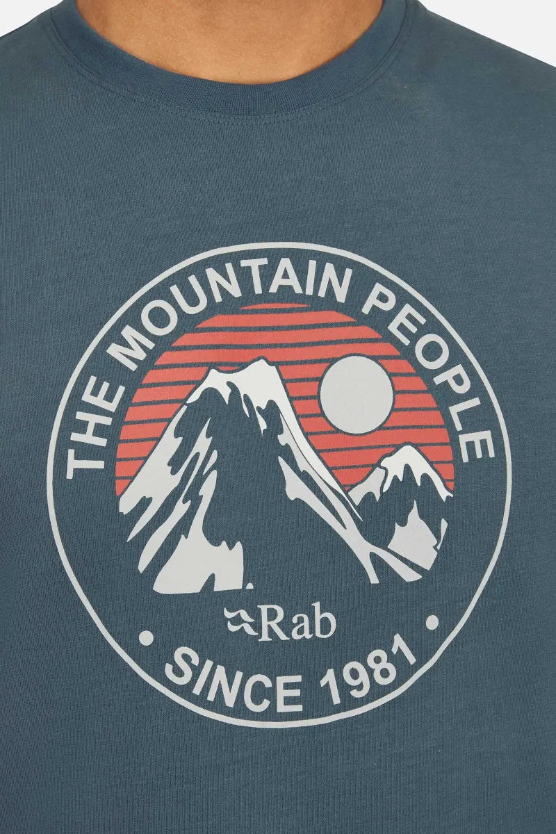 Rab Men's Stance Alpine Peak Tee in Orion Blue - graphic detail