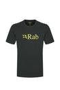 Rab Men's Stance Logo SS Tee in Beluga/Pollen - flat lay, front