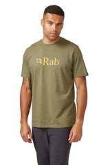 Rab Men's Stance Logo SS Tee in Light Khaki (styling reference) - worn, front