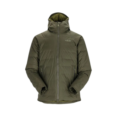 Rab Men's Valiance Waterproof Down Jacket in Army - worn, front