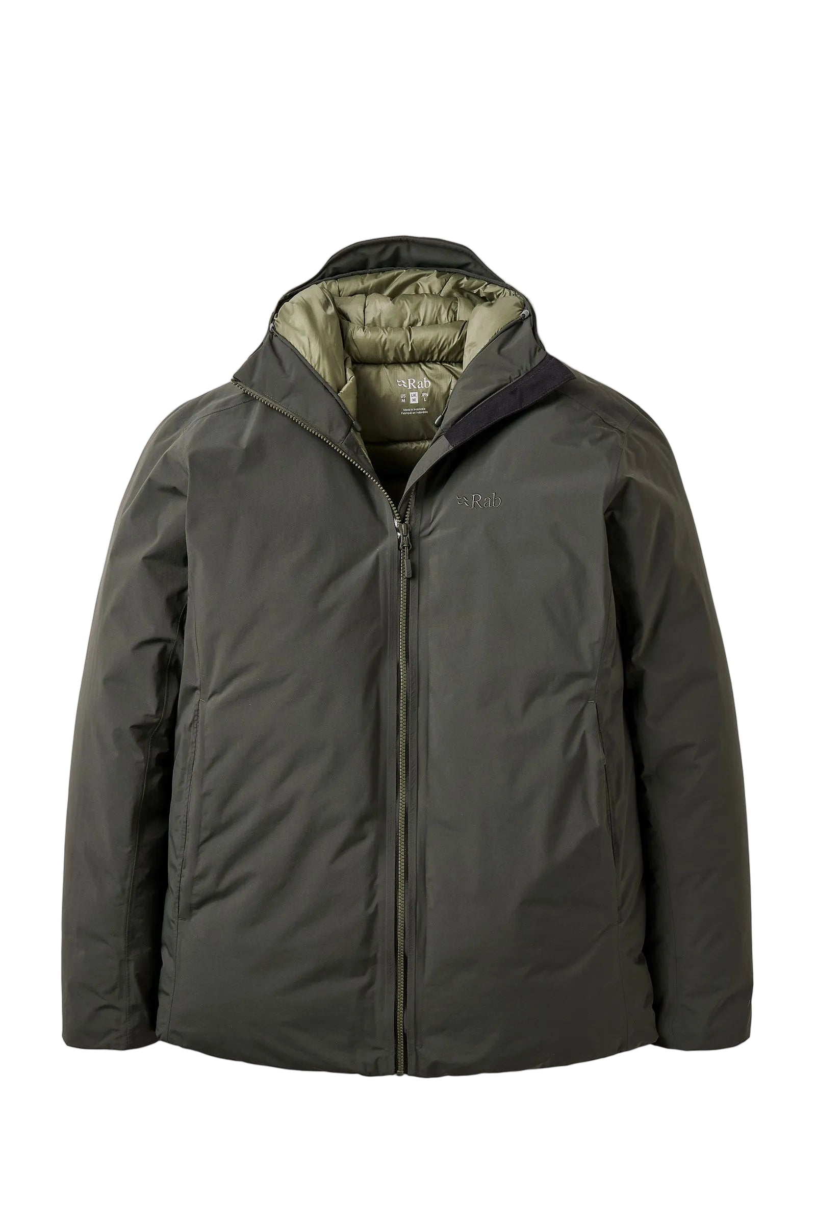 Rab Men's Valiance Waterproof Down Jacket in Dark Army - front